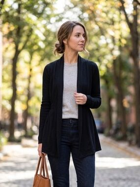 Red Brand | Open Front Cinch Waist Black Cardigan | Sz M